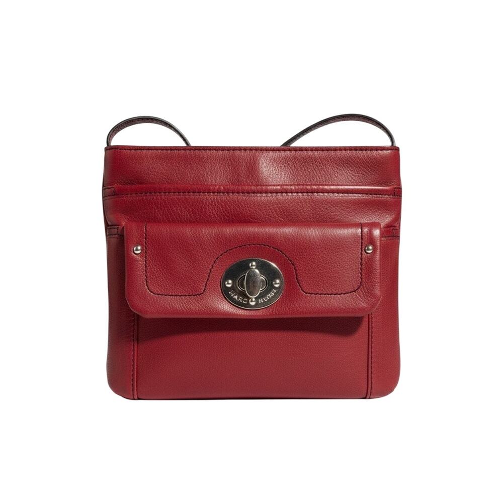 Etienne Aignier Red Leather Crossbody Bag Tuen Lock Front Pocket Soft Classic
